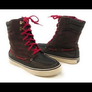 Sperry Sider ACKLINS Olive Nylon Corduroy Boots 8